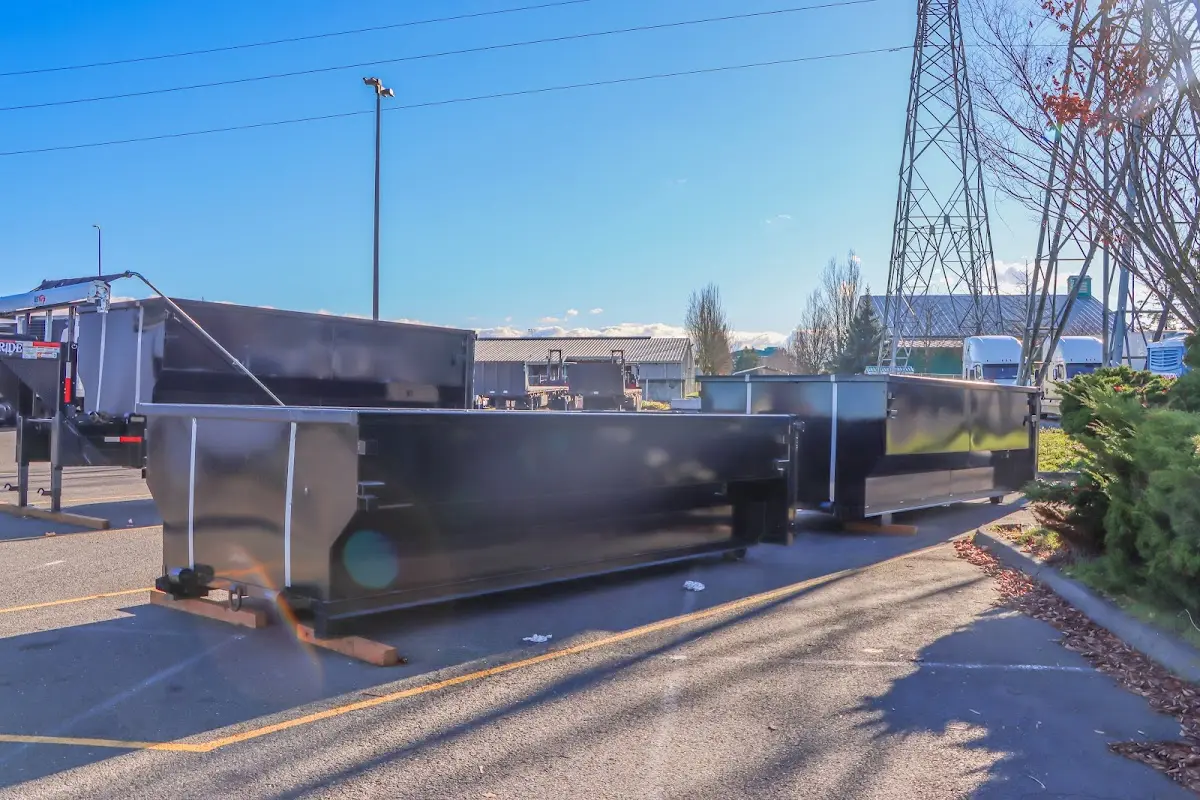 Roll-off dumpster ready for waste disposal at job site for 3 Yard Dumpster Rental in Cedar Hill